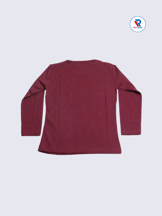 Girls Full Sleeve T-Shirt 05-06yrs in Deep Ruby Color(Back)-RioTrend