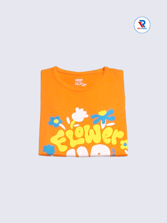 Girls Full Sleeve T-Shirt 05-06yrs in Vivid Orange Color(Folded)-RioTrend