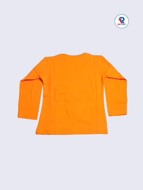 Girls Full Sleeve T-Shirt 05-06yrs in Vivid Orange Color(Back)-RioTrend