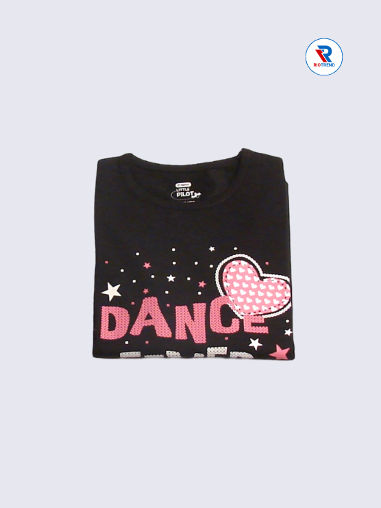 Girls Full Sleeve T-Shirt 09-10yrs in Black Color(Folded)-RioTrend