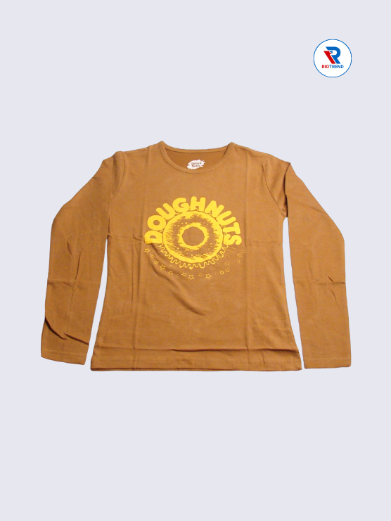 Girls Full Sleeve T-Shirt 09-10yrs in Bronze Color(Front)-RioTrend