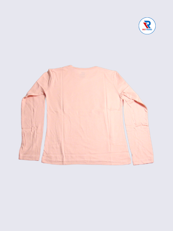 Girls Full Sleeve T-Shirt 09-10yrs in Pale Pink Color(Back)-RioTrend