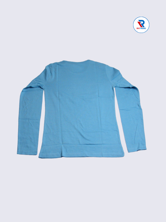 Girls Full Sleeve T-Shirt 11-12yrs in Steel Blue Color(Back)-RioTrend