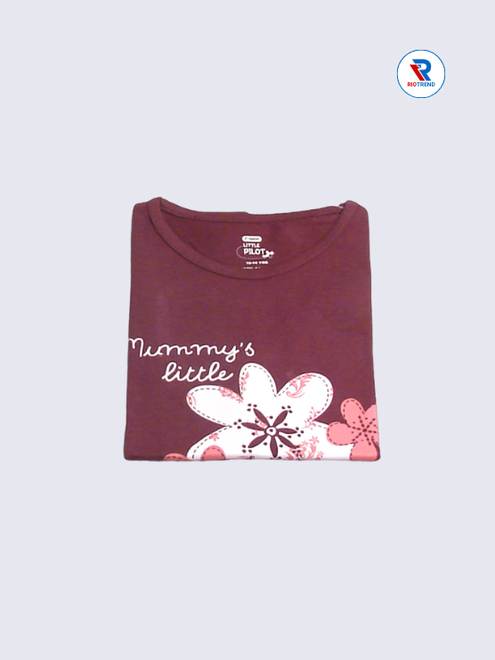 Girls Full Sleeve T-Shirt 13-14yrs in Maroon(Folded)-RioTrend