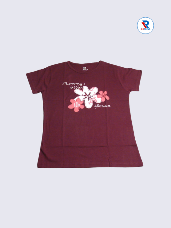 Girls Full Sleeve T-Shirt 13-14yrs in Maroon(Front)-RioTrend