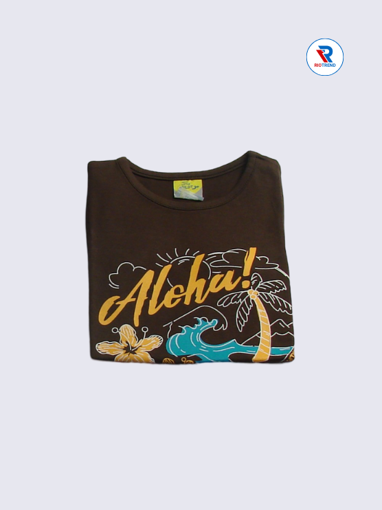 Girls T-Shirt 02-03yrs in Brown Color with Design(Folded)-RioTrend