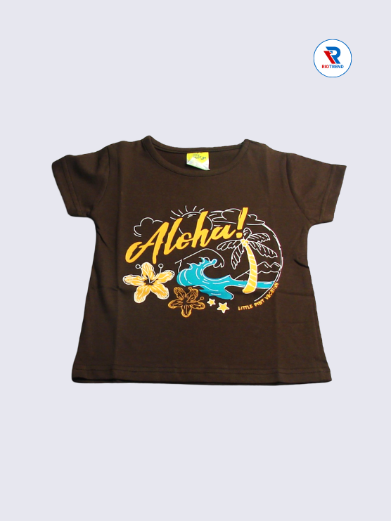 Girls T-Shirt 02-03yrs in Brown Color with Design(Front)-RioTrend