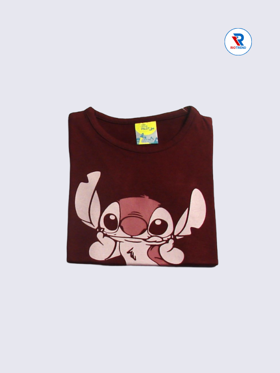 Girls T-Shirt 02-03yrs in Dark Brown Color(Folded)-RioTrend