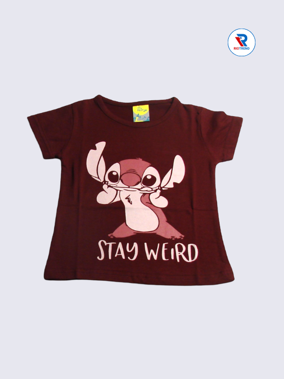 Girls T-Shirt 02-03yrs in Dark Brown Color(Front)-RioTrend