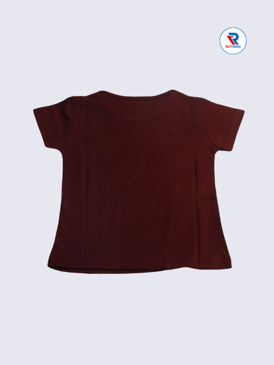 Girls T-Shirt 02-03yrs in Dark Brown Color(Back)-RioTrend