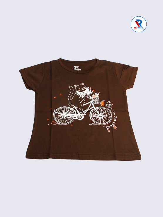 Girls T-Shirt 03-04yrs in Brown Color(Front)-RioTrend