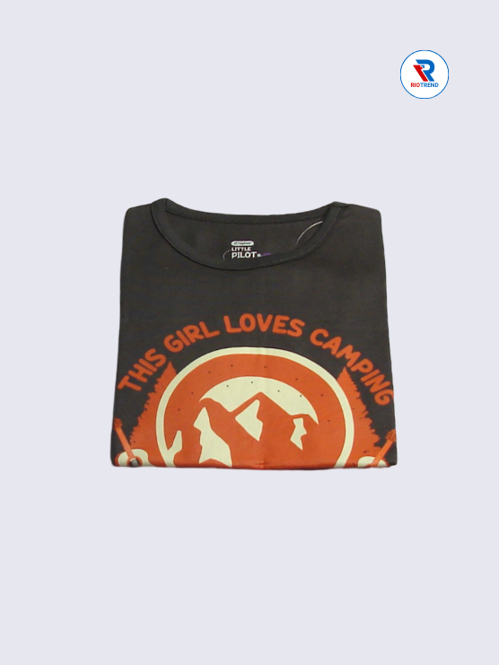 Girls T-Shirt 03-04yrs in Charcoal Color(Folded)-RioTrend