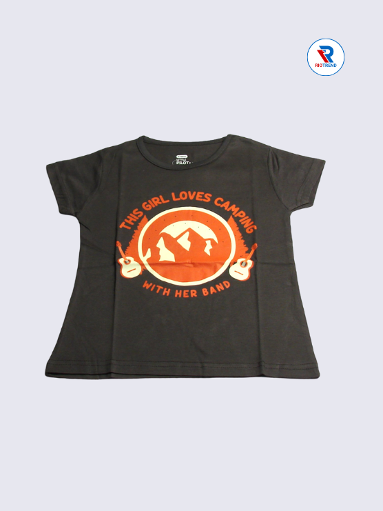 Girls T-Shirt 03-04yrs in Charcoal Color(Front)-RioTrend