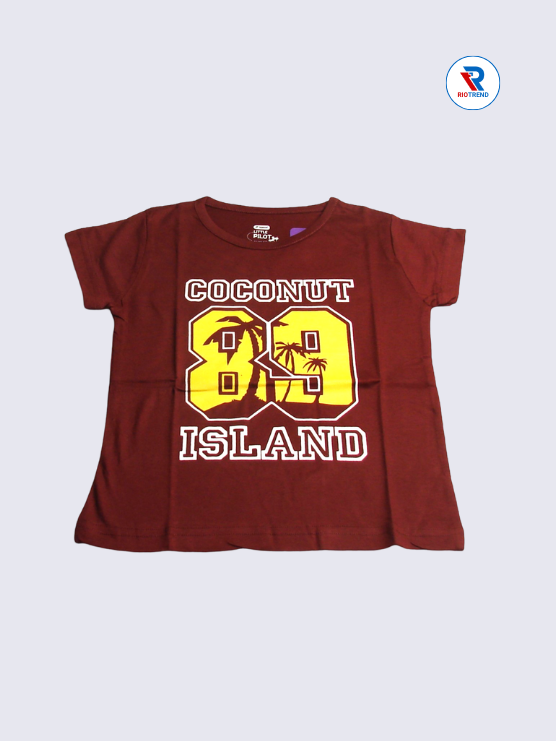 Girls T-Shirt 03-04yrs in Maroon Color(Front)-RioTrend