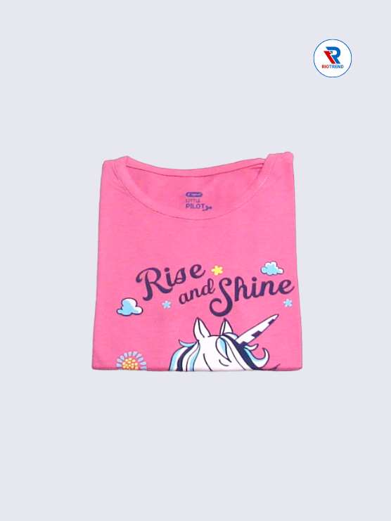 Girls T-Shirt 05-06yrs in Carnation Pink Color(Folded)-RioTrend
