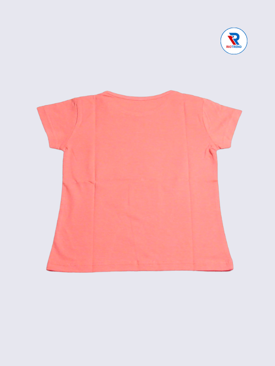 Girls T-Shirt 05-06yrs in Coral Pink Color(Back)-RioTrend