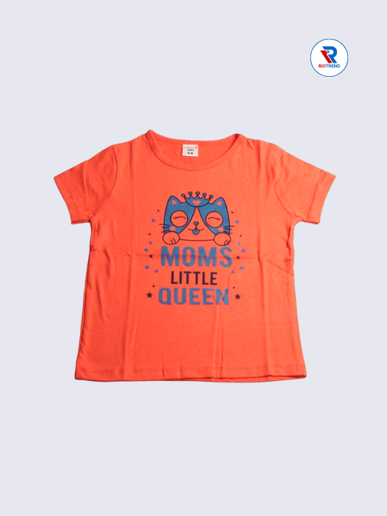 Girls T-Shirt 05 to 08yrs in Coral Color(Front)-RioTrend