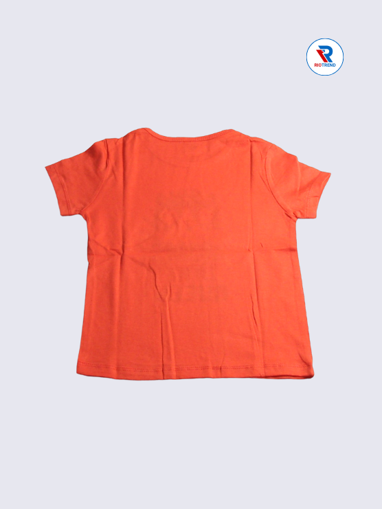 Girls T-Shirt 05 to 08yrs in Coral Color(Back)-RioTrend