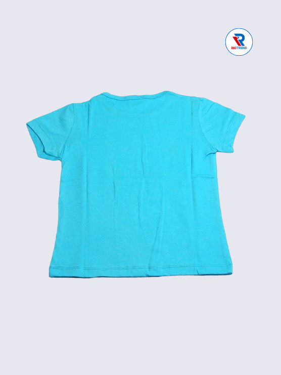 Girls T-Shirt 05 to 08yrs in Cyan Color(Back)-RioTrend