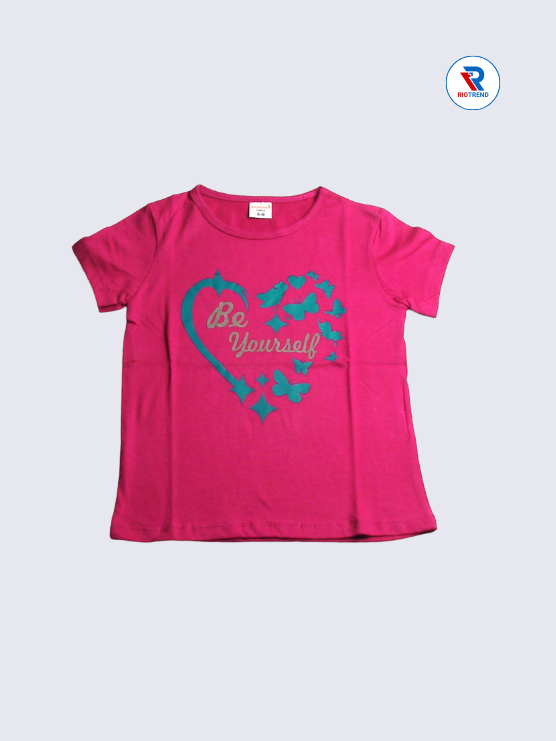 Girls T-Shirt 05 to 08yrs in Violet Color(Front)-RioTrend