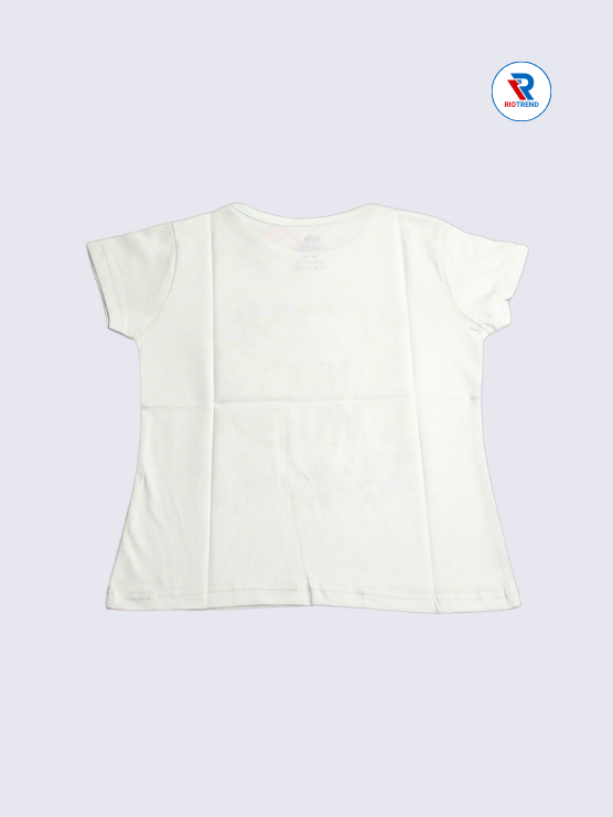 Girls T-Shirt 05 to 12yrs in Off White Color(Back)-RioTrend