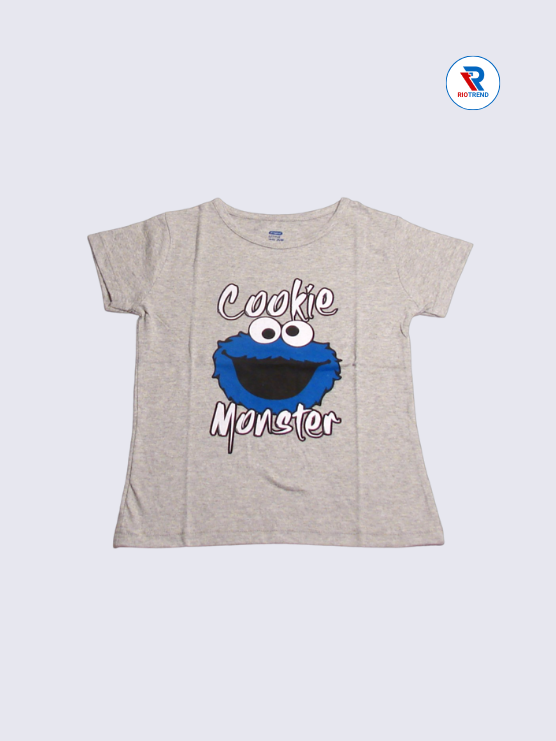 Girls T-Shirt 05 to 14yrs in Ash Gray Color(Front)-RioTrend