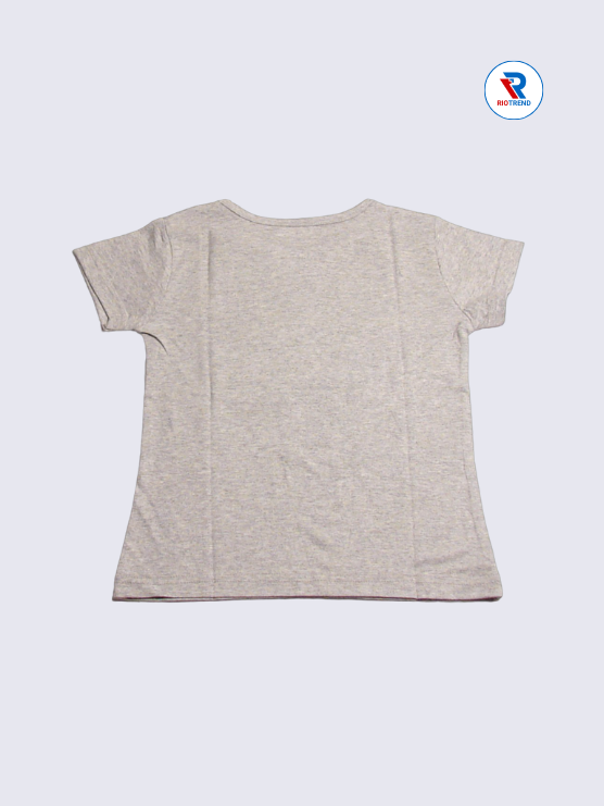Girls T-Shirt 05 to 14yrs in Ash Gray Color(Back)-RioTrend