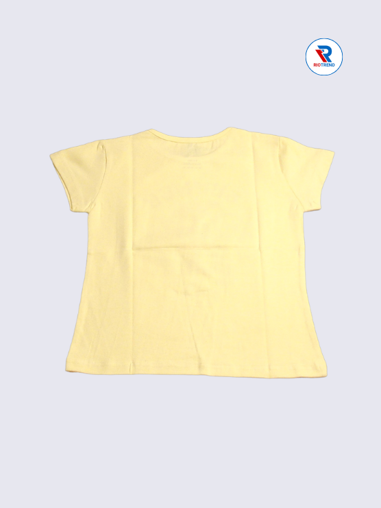 Girls T-Shirt 05 to 14yrs in Pale Yellow Color(Back)-RioTrend