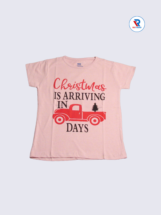 Girls T-Shirt 07-08yrs in Pale Chestnut Color(Front)-RioTrend