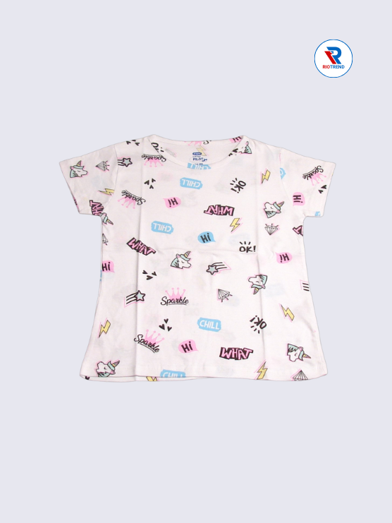 Girls T-Shirt 07-08yrs in White Color(Front)-RioTrend