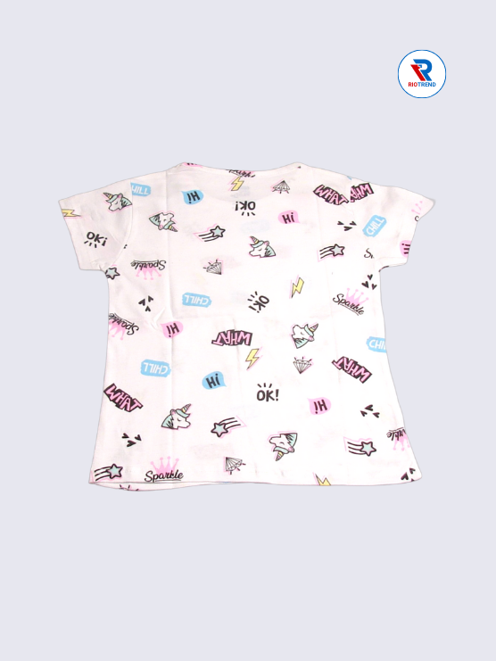 Girls T-Shirt 07-08yrs in White Color(Back)-RioTrend