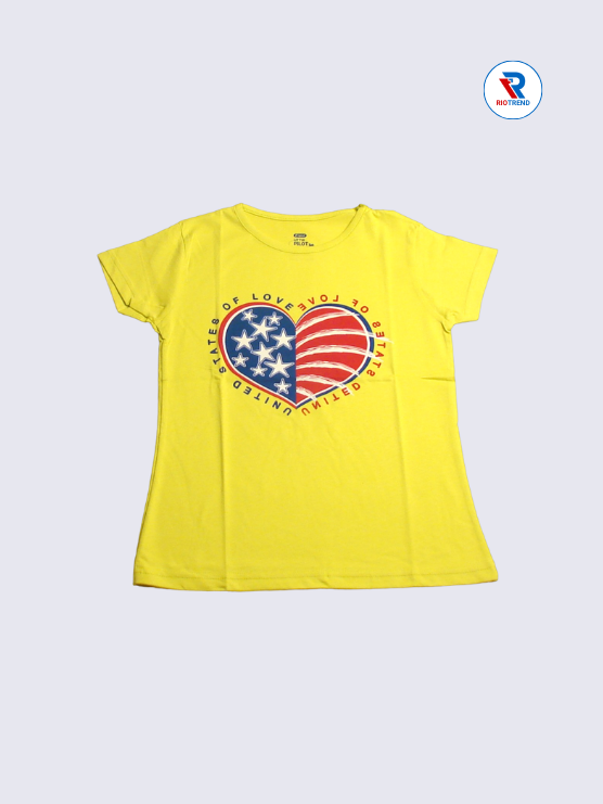 Girls T-Shirt 09-10yrs in Bright Yellow(Front)-RioTrend