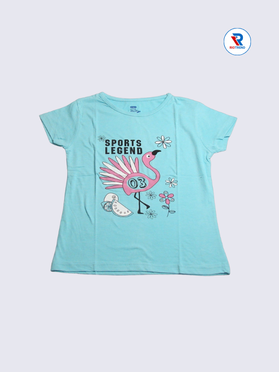 Girls T-Shirt 09-10yrs in Light Cyan(Front)-RioTrend