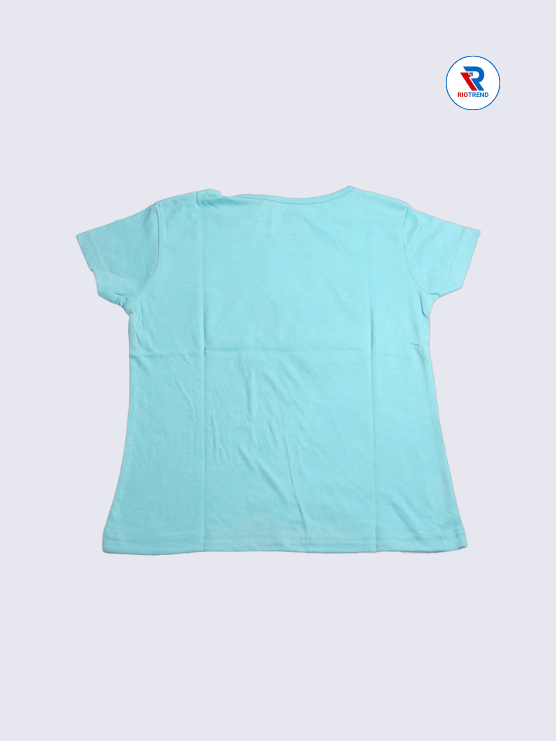 Girls T-Shirt 09-10yrs in Light Cyan(Back)-RioTrend