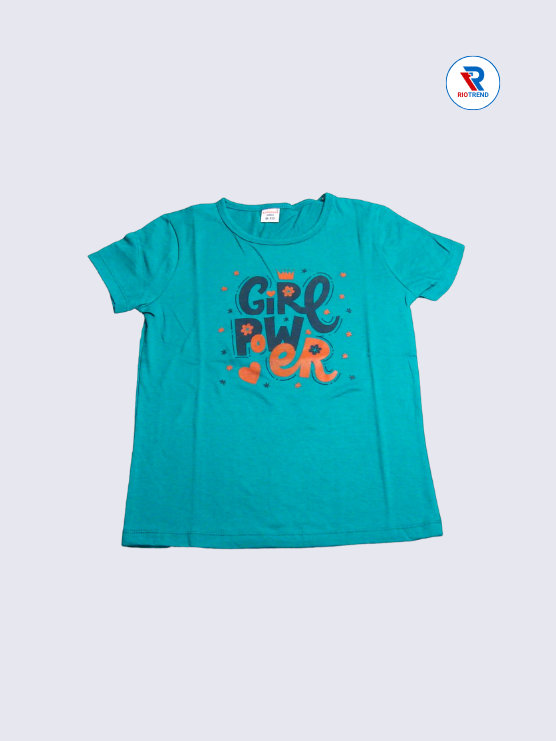 Girls T-Shirt 09 to 12yrs in Dark Green Color(Front)-RioTrend