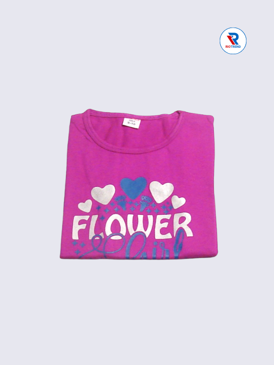 Girls T-Shirt 09 to 12yrs in Violet Color(Folded)-RioTrend