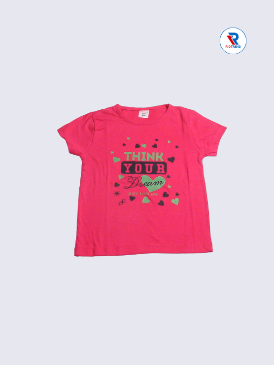 Girls 3/4th T-Shirt 05-12Yrs in Dark Pink Color - RioTrend
