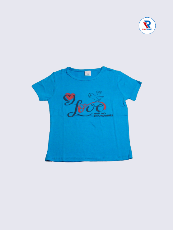 Girls 3/4th T-Shirt 05-12Yrs in Light Blue Color - RioTrend