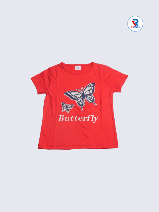 Girls 3/4th T-Shirt 05-12Yrs in Red Color - RioTrend