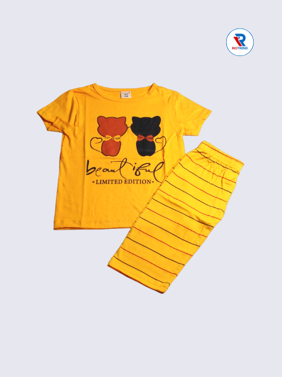 Girls 3/4th Set 05-12Yrs in Yellow Color - RioTrend