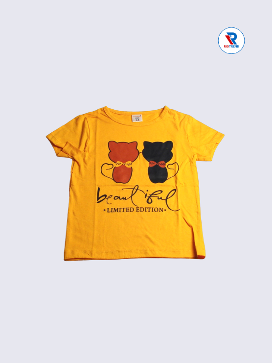 Girls 3/4th T-Shirt 05-12Yrs in Yellow Color - RioTrend