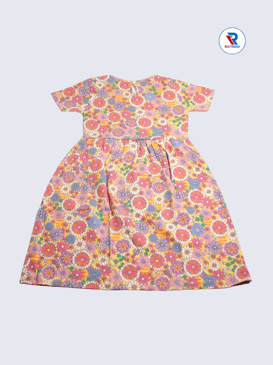 Girls Frock Sleeve 09-10yrs in Pink Sherbet Color(Back)-RioTrend