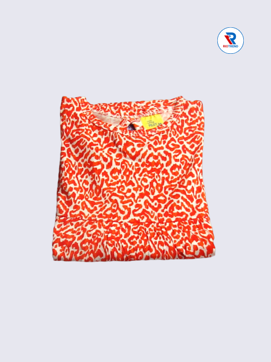 Girls Frock Sleeve 02-03yrs in Orange Color(Folded)-RioTrend