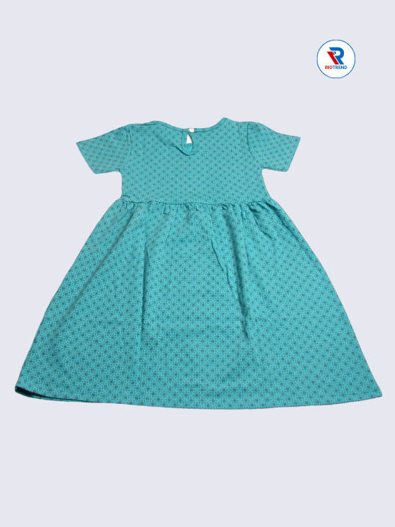Girls Frock Sleeve 02-08yrs in Green Color(Back)-RioTrend