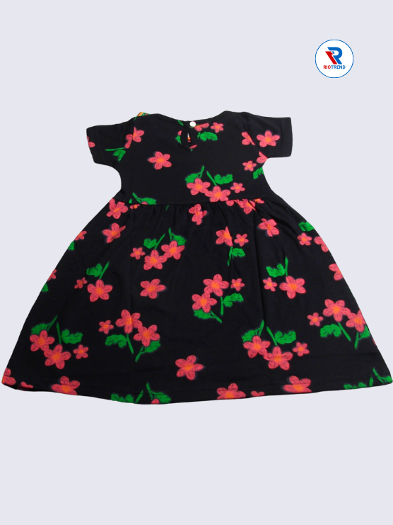 Girls Frock Sleeve 02-04yrs in Black Color(Back)-RioTrend