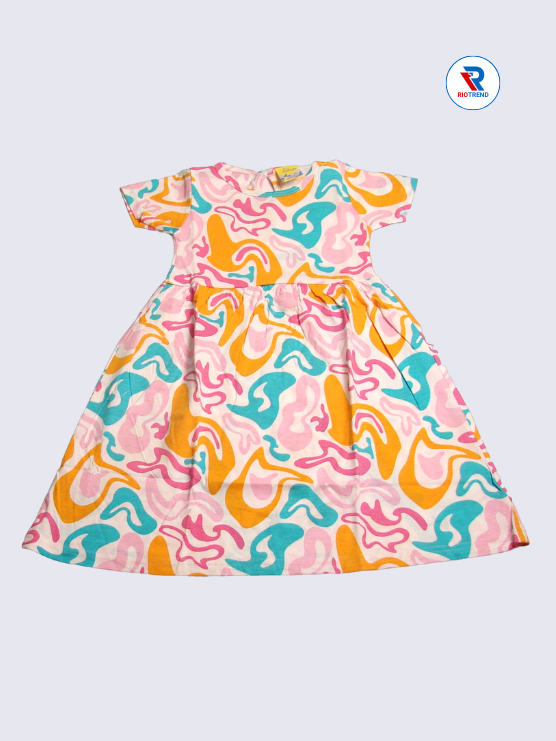 Girls Frock Sleeve 03-08yrs in Cool Gray Color(Front)-RioTrend