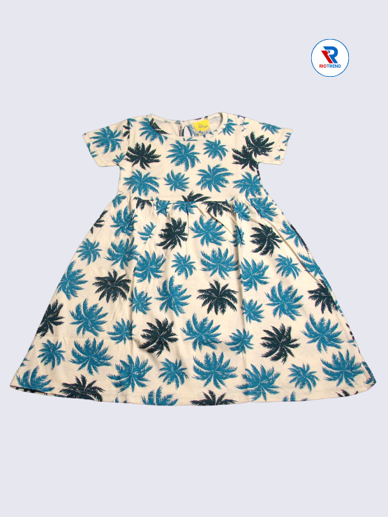 Girls Frock Sleeve 03-08yrs in Beige Color(Front)-RioTrend