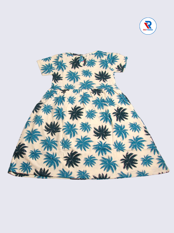 Girls Frock Sleeve 03-08yrs in Beige Color(Back)-RioTrend