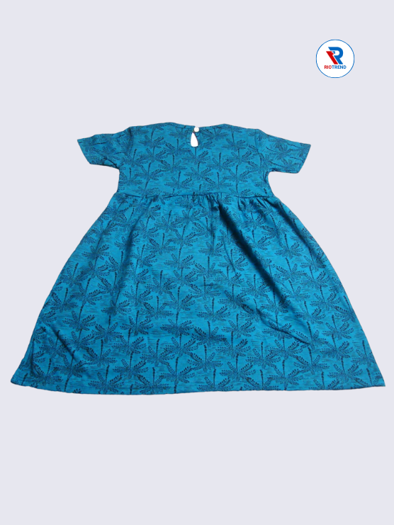 Girls Frock Sleeve 07-10yrs in Dark Sky Blue Color(Back)-RioTrend