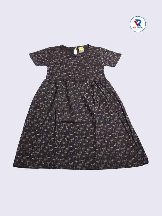 Girls Frock Sleeve 09-10yrs in Raisin Black Color(Front)-RioTrend